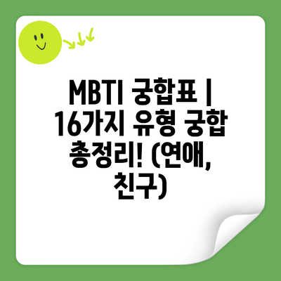 MBTI 궁합표 | 16가지 유형 궁합 총정리! (연애, 친구)